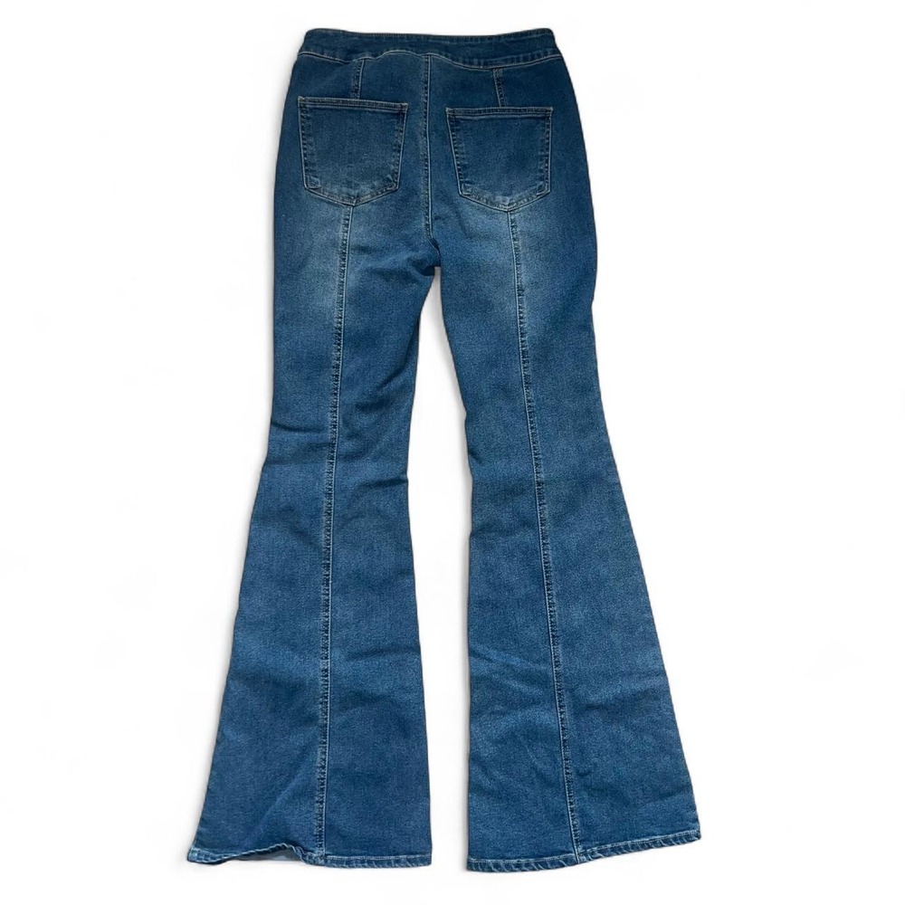 Vanilla Star Y2K Flare Jeans Juniors Size 3 Dark Blue Denim Bell Bottom - Picture 3 of 6